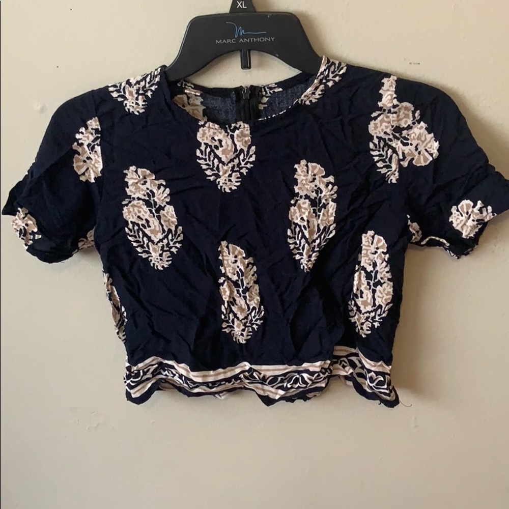 A navy blue crop top